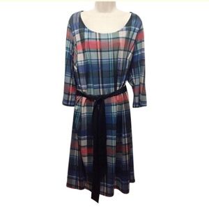 Jete Plaid Belted Dress NWOT